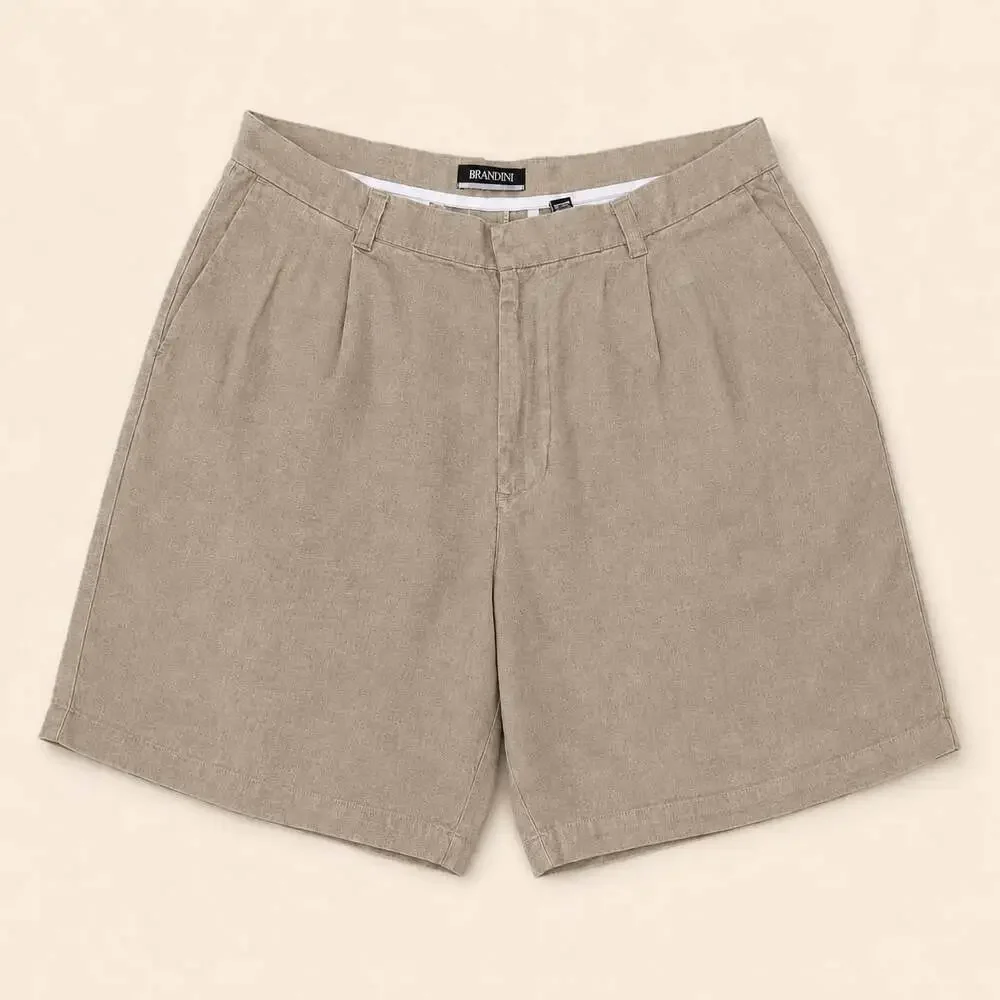 Brandini Linen Blend Shorts Beige Neutral Coastal Old Money Size 40